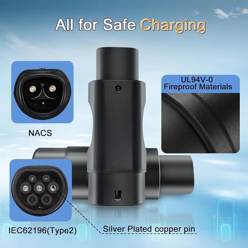 for NACS to Type2 Adapter EV Charger Adapter from NACS to Type2 Applicable for NACS Charger and Type2 IEC62196 EVs in Kuwait