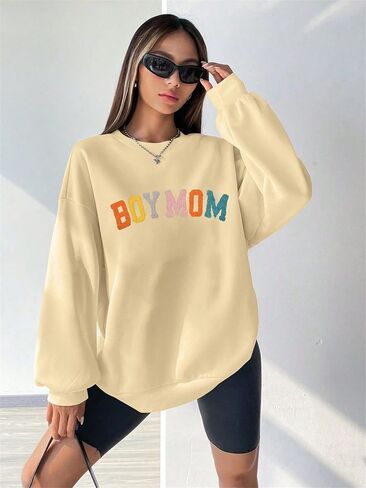VILOVE المتضخم بوي أمي البلوز المرأة ماما البلوز أمي الحياة البلوز هدية للأم هوديي أمي وضع طاقم الرقبة البلوز in Kuwait
