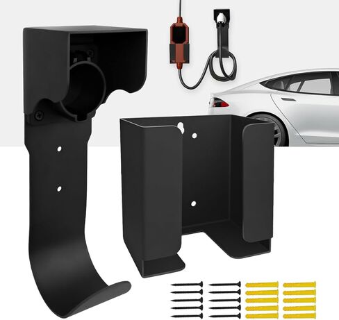 حامل شاحن EV مع قاعدة تثبيت فوهة لموصلات SAE J1772، حامل صندوق شاحن السيارة الكهربائية المثبت على الحائط للاستخدام الخارجي/الداخلي in Kuwait
