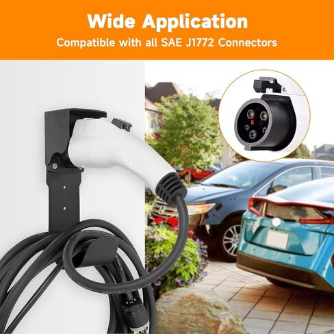 حامل شاحن EV مع قاعدة تثبيت فوهة لموصلات SAE J1772، حامل صندوق شاحن السيارة الكهربائية المثبت على الحائط للاستخدام الخارجي/الداخلي in Kuwait