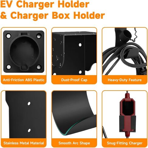 حامل شاحن EV مع قاعدة تثبيت فوهة لموصلات SAE J1772، حامل صندوق شاحن السيارة الكهربائية المثبت على الحائط للاستخدام الخارجي/الداخلي in Kuwait