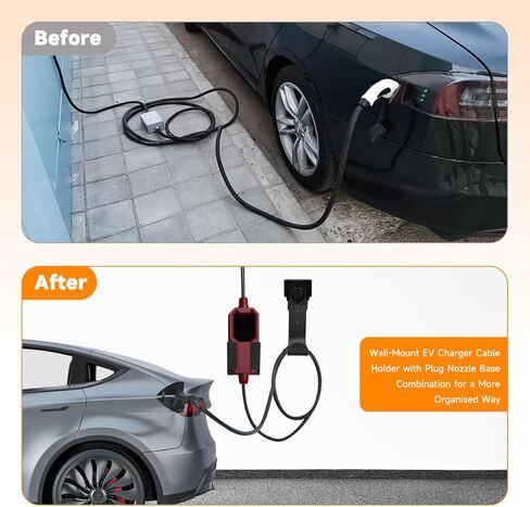 حامل شاحن EV مع قاعدة تثبيت فوهة لموصلات SAE J1772، حامل صندوق شاحن السيارة الكهربائية المثبت على الحائط للاستخدام الخارجي/الداخلي in Kuwait