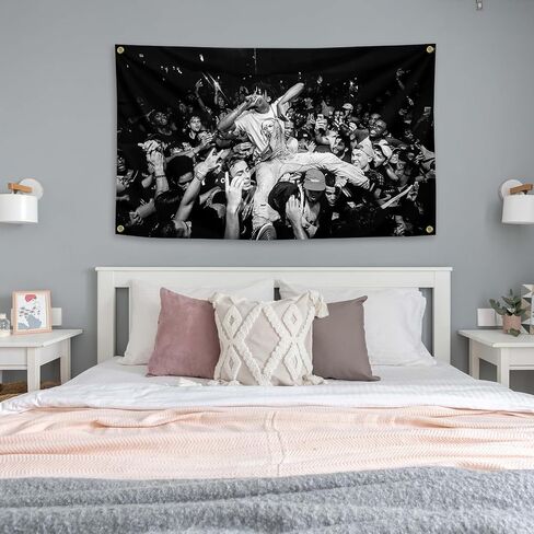 Playboi Carti Music Art Tapestry 3x5 أقدام راية رجل مضحك كهف جدار ديكور مع 4 الحلقات النحاسية لديكور غرفة النوم الكلية، في الهواء الطلق، هدايا الحفلات، السفر، الأحداث، المهرجانات ..، أسود in Saudi Arabia