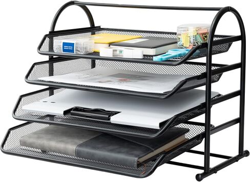 3 Tier Mesh Letter Tray,Office Desk Paper Organizer File Trays,Metal Desktop File Paper Tray for Home Office (Black) in Saudi Arabia