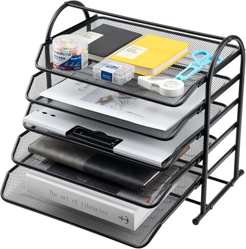 3 Tier Mesh Letter Tray,Office Desk Paper Organizer File Trays,Metal Desktop File Paper Tray for Home Office (Black) in Saudi Arabia