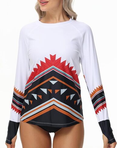 Rash Guard for Women Long Sleeve UPF 50+ Womens Swim Shirts Quick Dry UV Protection Water Swimming Tops with Thumb Holes in Saudi Arabia