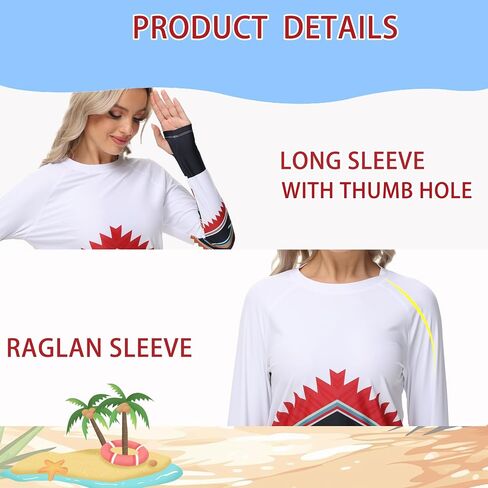 Rash Guard for Women Long Sleeve UPF 50+ Womens Swim Shirts Quick Dry UV Protection Water Swimming Tops with Thumb Holes in Saudi Arabia