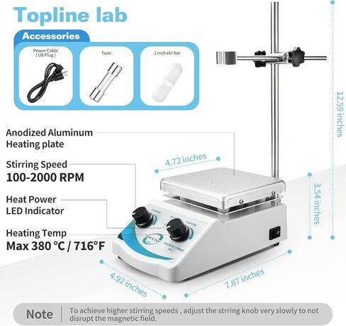 SH-2 Hot Plate Magnetic Stirrer Mixer Dual Control with 1 inch Stir Bar (New Style) in Saudi Arabia