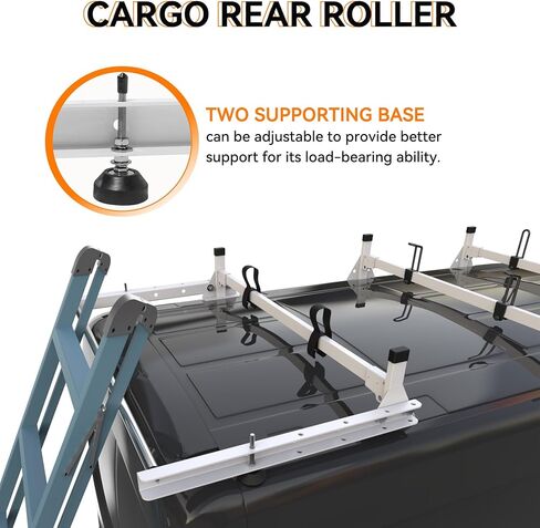 حامل سلم سقف لشاحنة البضائع الفولاذية مع بكرة شحن خلفية مناسبة لـ RAM ProMaster 2013-2023 3 قضبان in Kuwait