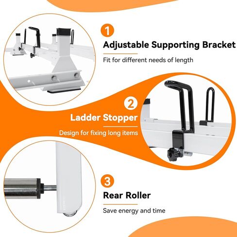 حامل سلم سقف لشاحنة البضائع الفولاذية مع بكرة شحن خلفية مناسبة لـ RAM ProMaster 2013-2023 3 قضبان in Kuwait