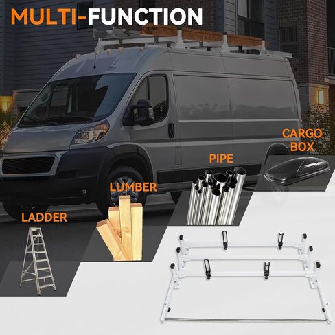 حامل سلم سقف لشاحنة البضائع الفولاذية مع بكرة شحن خلفية مناسبة لـ RAM ProMaster 2013-2023 3 قضبان in Kuwait