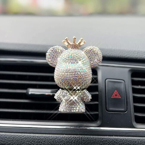 Bling Cute Diamond Bear Air Vent Clips Car Accessories,Shiny Crystal Bear Car Air Freshener Vent Clip,Rhinestone Car Decor Interior,Holiday Gift for Boys Girls Friends Family (Black) in Kuwait