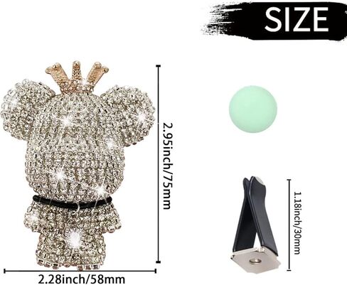 Bling Cute Diamond Bear Air Vent Clips Car Accessories,Shiny Crystal Bear Car Air Freshener Vent Clip,Rhinestone Car Decor Interior,Holiday Gift for Boys Girls Friends Family (Black) in Kuwait