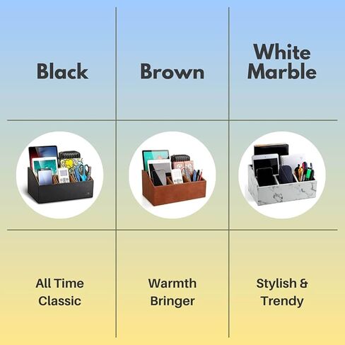 منظم مكتب جلدي مع قاعدة مقاس 4 بوصات، سعة كبيرة 5 مقصورات، توحيد سطح المكتب، مصنوع يدويًا (أسود) in Kuwait