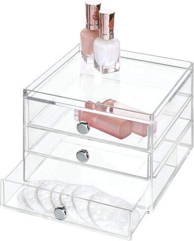 iDesign 3 Plastic Vanity, Compact Slim Storage Organization Drawers Set for Cosmetics, Dental Supplies, Hair Care, Bathroom, Dorm, Desk, Countertop, Office, 6.5" x 7" x 5" in Saudi Arabia