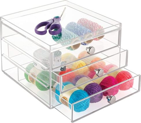 iDesign 3 Plastic Vanity, Compact Slim Storage Organization Drawers Set for Cosmetics, Dental Supplies, Hair Care, Bathroom, Dorm, Desk, Countertop, Office, 6.5" x 7" x 5" in Saudi Arabia