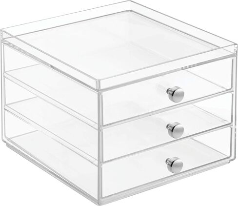 iDesign 3 Plastic Vanity, Compact Slim Storage Organization Drawers Set for Cosmetics, Dental Supplies, Hair Care, Bathroom, Dorm, Desk, Countertop, Office, 6.5" x 7" x 5" in Saudi Arabia