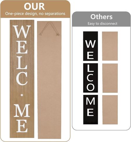 Interchangeable Welcome Sign for Front Porch- 45"X9" Large Standing/Hanging Wooden Sign with 12 PCS Replaceable Icons for Farmhouse Harvest Fall Halloween Thanksgiving Porch Wall Yard Decorations (Black) in Saudi Arabia