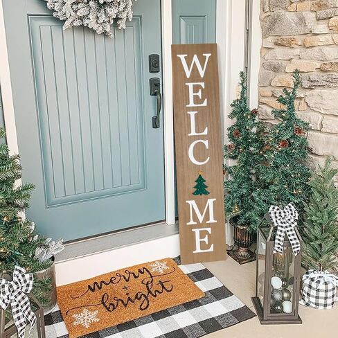 Interchangeable Welcome Sign for Front Porch- 45"X9" Large Standing/Hanging Wooden Sign with 12 PCS Replaceable Icons for Farmhouse Harvest Fall Halloween Thanksgiving Porch Wall Yard Decorations (Black) in Saudi Arabia