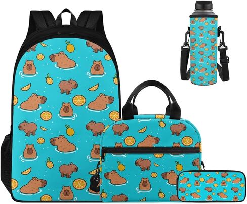 Horse School Backpack Set 4 Packs with Lunch Box Pencil Case Water Bottle Holder Big Capacity Casual Kids Backpack for Kindergarten Preschool Elementary School Students in Kuwait