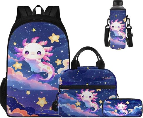 Horse School Backpack Set 4 Packs with Lunch Box Pencil Case Water Bottle Holder Big Capacity Casual Kids Backpack for Kindergarten Preschool Elementary School Students in Kuwait