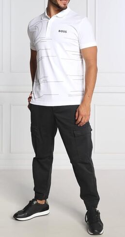 قميص بولو رجالي من Hugo Boss Paddy 3 مصنوع من القطن المطاطي بمقاس كلاسيكي بنمط عاكس 50472552 (الولايات المتحدة، ألفا، متوسط، عادي، أبيض 100) in Kuwait