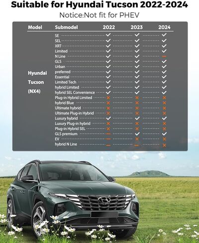 for Hyundai Tucson Floor Mats 2022-2024 (Excluding PHEV), All-Weather Floor Mats and Trunk Mat, for Hyundai Tucson 2024 2023 2022 Floor Mats & Cargo Liner for Hyundai Tucson Accessories in Kuwait