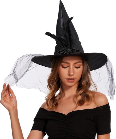 Halloween Witch Hat - Witches Hats for Women Adult Foldable Wizard Hat Halloween Hat Witch Costume Cosplay Party in Saudi Arabia