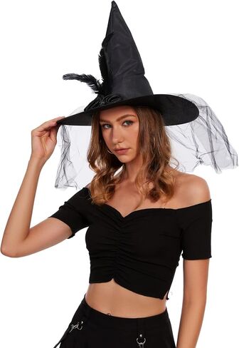 Halloween Witch Hat - Witches Hats for Women Adult Foldable Wizard Hat Halloween Hat Witch Costume Cosplay Party in Saudi Arabia