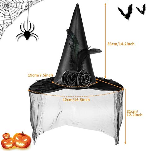 Halloween Witch Hat - Witches Hats for Women Adult Foldable Wizard Hat Halloween Hat Witch Costume Cosplay Party in Saudi Arabia