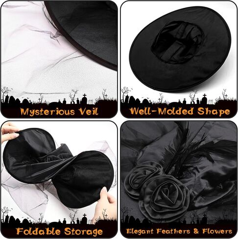 Halloween Witch Hat - Witches Hats for Women Adult Foldable Wizard Hat Halloween Hat Witch Costume Cosplay Party in Saudi Arabia