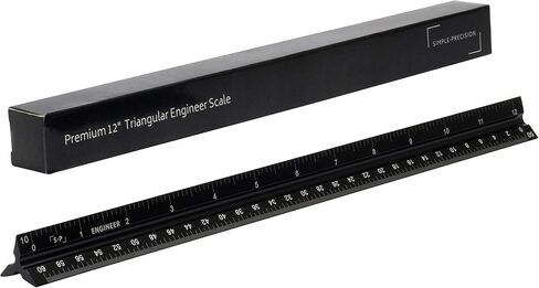 Engineer Scale Ruler (Laser-Etched) Solid Aluminum Core | Simple Precision 12 Inch Triangular Engineering Ruler with Imperial Measurements in Saudi Arabia