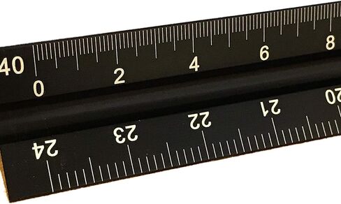 Engineer Scale Ruler (Laser-Etched) Solid Aluminum Core | Simple Precision 12 Inch Triangular Engineering Ruler with Imperial Measurements in Saudi Arabia