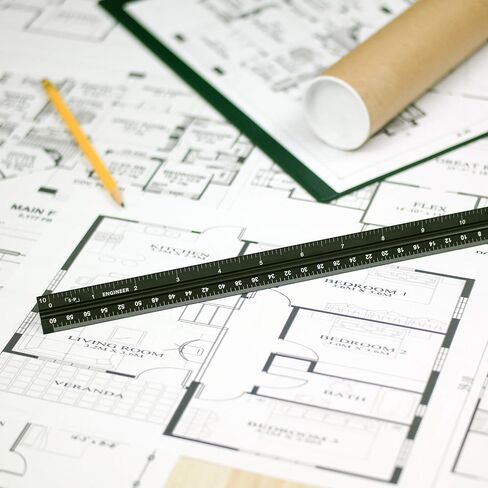 Engineer Scale Ruler (Laser-Etched) Solid Aluminum Core | Simple Precision 12 Inch Triangular Engineering Ruler with Imperial Measurements in Saudi Arabia