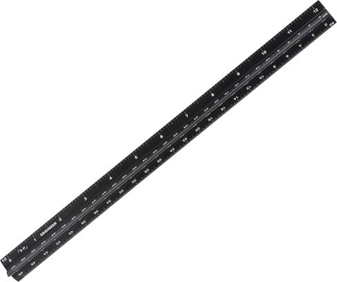 Engineer Scale Ruler (Laser-Etched) Solid Aluminum Core | Simple Precision 12 Inch Triangular Engineering Ruler with Imperial Measurements in Saudi Arabia