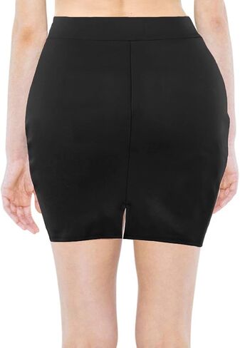 Topdress Women's Bodycon Mini Club Skirts Basic Elastic High Waisted Stretch Pencil Short Skirts with Slit in Saudi Arabia
