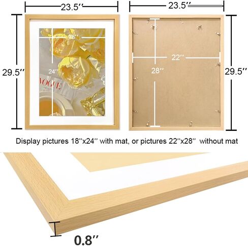 إطار EZOOZE مقاس 24 × 24، إطار صورة أسود مقاس 24 × 24 مع حصيرة مقاس 20 × 20، إطار ملصق بسيط أنيق للتعليق على الحائط، عبوة واحدة in Kuwait