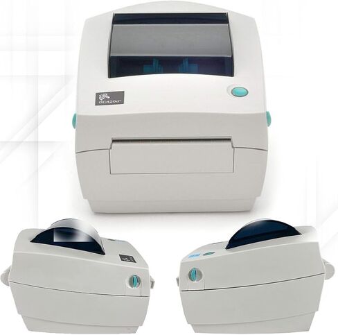 حزمة الطابعة المكتبية الحرارية المباشرة GC420D من Zebra Label للمكتب مع كابل USB-A وقماش من الألياف الدقيقة لسهولة وضع العلامات (متجددة) in Saudi Arabia