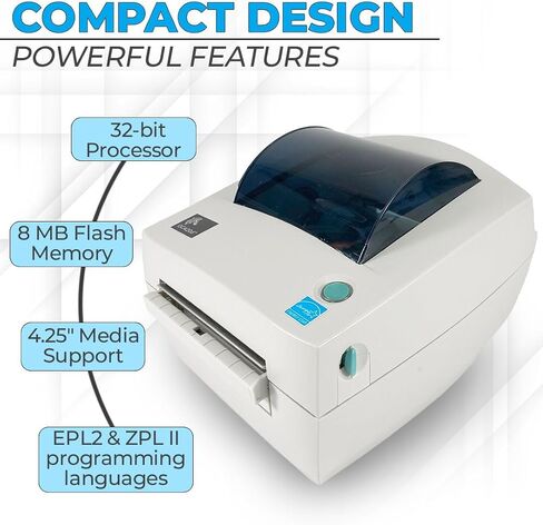 حزمة الطابعة المكتبية الحرارية المباشرة GC420D من Zebra Label للمكتب مع كابل USB-A وقماش من الألياف الدقيقة لسهولة وضع العلامات (متجددة) in Saudi Arabia