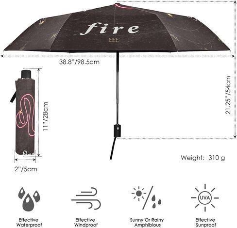 ALAZA Travel Compact Umbrella, Zodiac Sign Gemini Automatic Open Rain Umbrella for Men and Women in Saudi Arabia