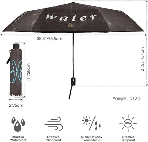 ALAZA Travel Compact Umbrella, Zodiac Sign Gemini Automatic Open Rain Umbrella for Men and Women in Saudi Arabia