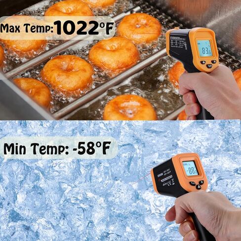 Infrared Thermometer Gun for Cooking, Laser Thermometer Gun for Blackstone Pizza Oven, -58℉~1022℉ Non Contact Temperature Gun with Carrying Storage Case, LCD Backlit (NOT for Human) in Saudi Arabia