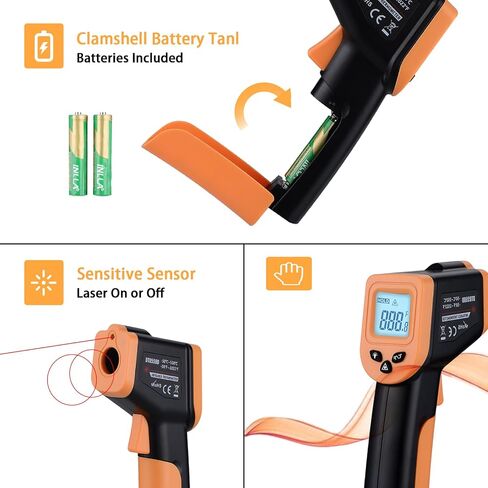 Infrared Thermometer Gun for Cooking, Laser Thermometer Gun for Blackstone Pizza Oven, -58℉~1022℉ Non Contact Temperature Gun with Carrying Storage Case, LCD Backlit (NOT for Human) in Saudi Arabia