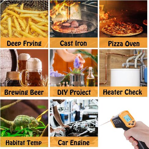 Infrared Thermometer Gun for Cooking, Laser Thermometer Gun for Blackstone Pizza Oven, -58℉~1022℉ Non Contact Temperature Gun with Carrying Storage Case, LCD Backlit (NOT for Human) in Saudi Arabia