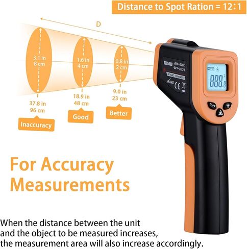Infrared Thermometer Gun for Cooking, Laser Thermometer Gun for Blackstone Pizza Oven, -58℉~1022℉ Non Contact Temperature Gun with Carrying Storage Case, LCD Backlit (NOT for Human) in Saudi Arabia