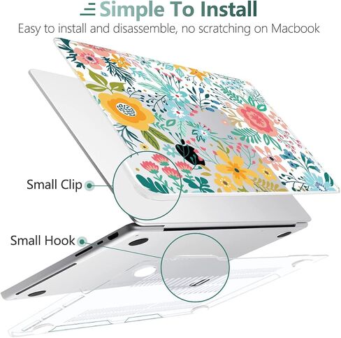 TWOLSKOO متوافق مع حافظة MacBook Pro 14 بوصة 2023 2022 2021 إصدار M2 A2779 M1 A2442 Pro/Max Chip مع معرف اللمس، حافظة بلاستيكية صلبة وغطاء لوحة مفاتيح وواقي شاشة، زهرة تجريدية in Saudi Arabia
