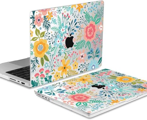 TWOLSKOO متوافق مع حافظة MacBook Pro 14 بوصة 2023 2022 2021 إصدار M2 A2779 M1 A2442 Pro/Max Chip مع معرف اللمس، حافظة بلاستيكية صلبة وغطاء لوحة مفاتيح وواقي شاشة، زهرة تجريدية in Saudi Arabia
