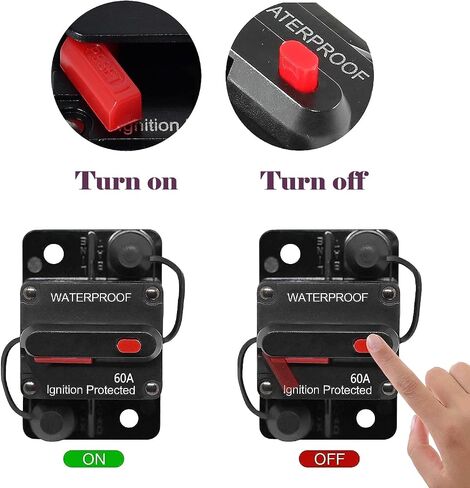 Circuit Breaker 60A with Manual Reset Fuse Holder DC 12V-48V Waterproof Circuit Breaker Switch for Engine, Car, Boat in Saudi Arabia