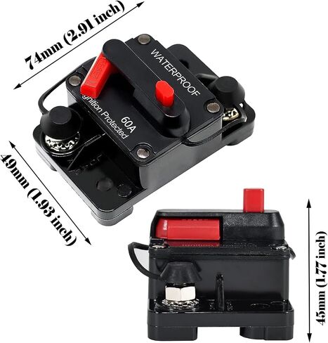 Circuit Breaker 60A with Manual Reset Fuse Holder DC 12V-48V Waterproof Circuit Breaker Switch for Engine, Car, Boat in Saudi Arabia