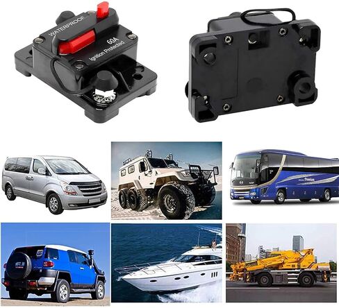 Circuit Breaker 60A with Manual Reset Fuse Holder DC 12V-48V Waterproof Circuit Breaker Switch for Engine, Car, Boat in Saudi Arabia